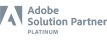 Official Adobe Solution Partner Platinum logo on a dark background.